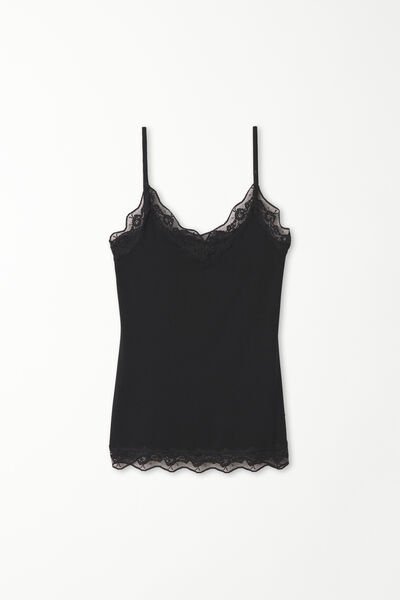 V-Neck Viscose Camisole with Lace