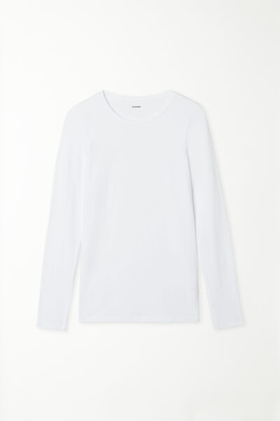 Long-Sleeve Crew-Neck Stretch-Cotton Top