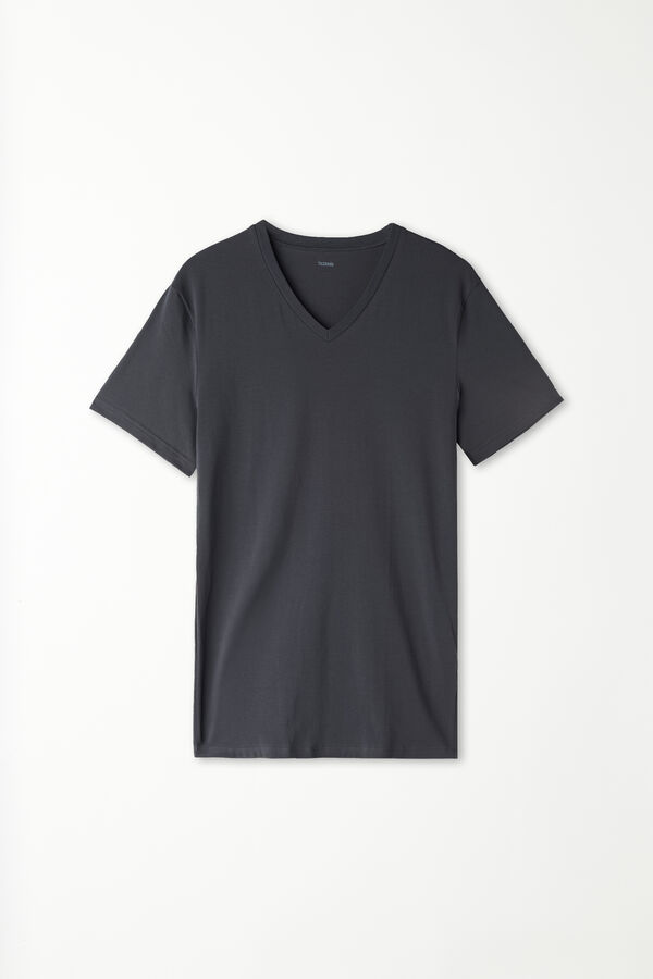 Stretch Cotton V-Neck T-Shirt  