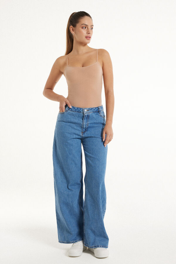 Body con Spalline Sottili in Microfibra  