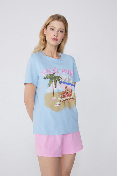 Pigiama Corto Cotone Stampa Orso