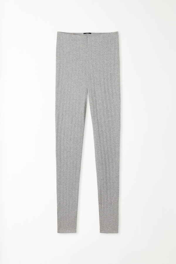 Leggings a Costine Effetto Treccia  