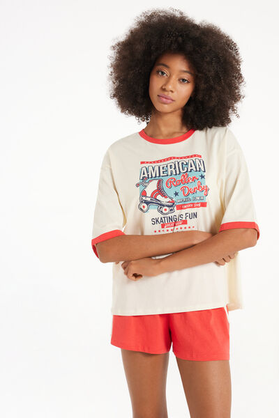 Pigiama Corto Cotone Mezza Manica Stampa Skating