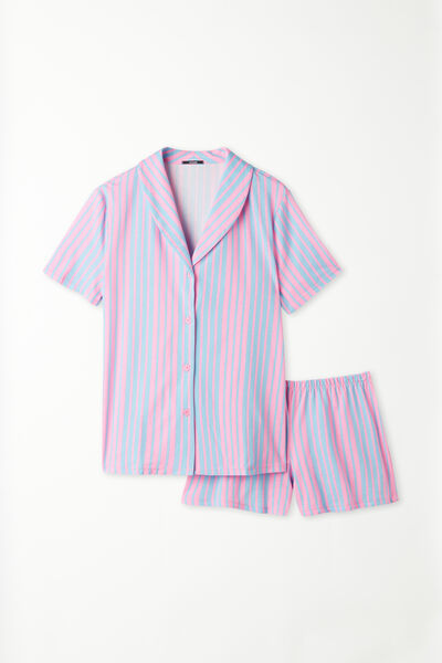 Pigiama Corto Mezza Manica Aperto in Cotone