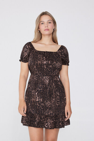 Vestito Corto Mezza Manica Tela Viscosa