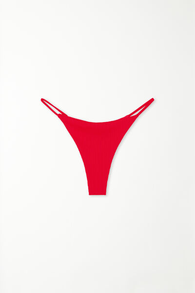 Bikini Perizoma con Fianchetto a Tanga Microfibra Riciclata Costine