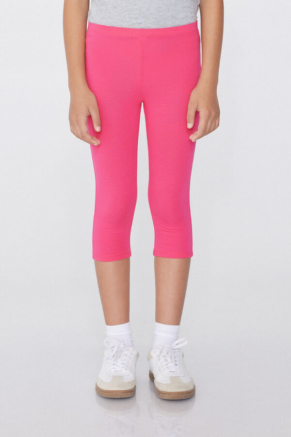Leggings Capri in Cotone Tinta Unita Bimba  