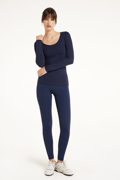 Long Sleeve Scoop Neck Viscose Top