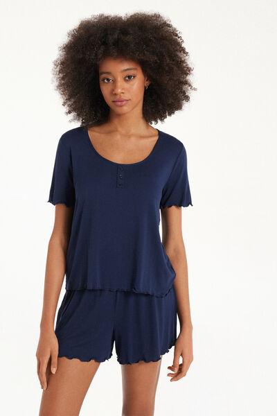 Pigiama Corto Mezza Manica in Viscosa con Bottoni