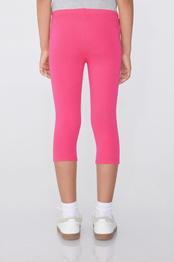 Leggings Capri in Cotone Tinta Unita Bimba  