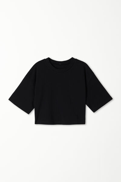T-Shirt Corta in Cotone a Girocollo