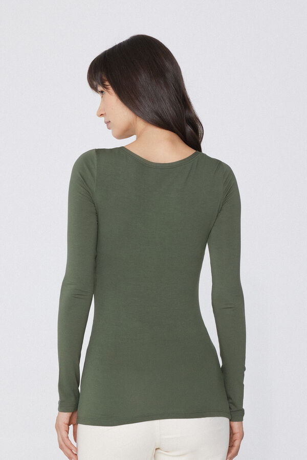 Long Sleeve Viscose Scoop Neck Top  