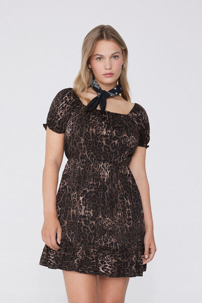 Vestito Corto Mezza Manica Tela Viscosa