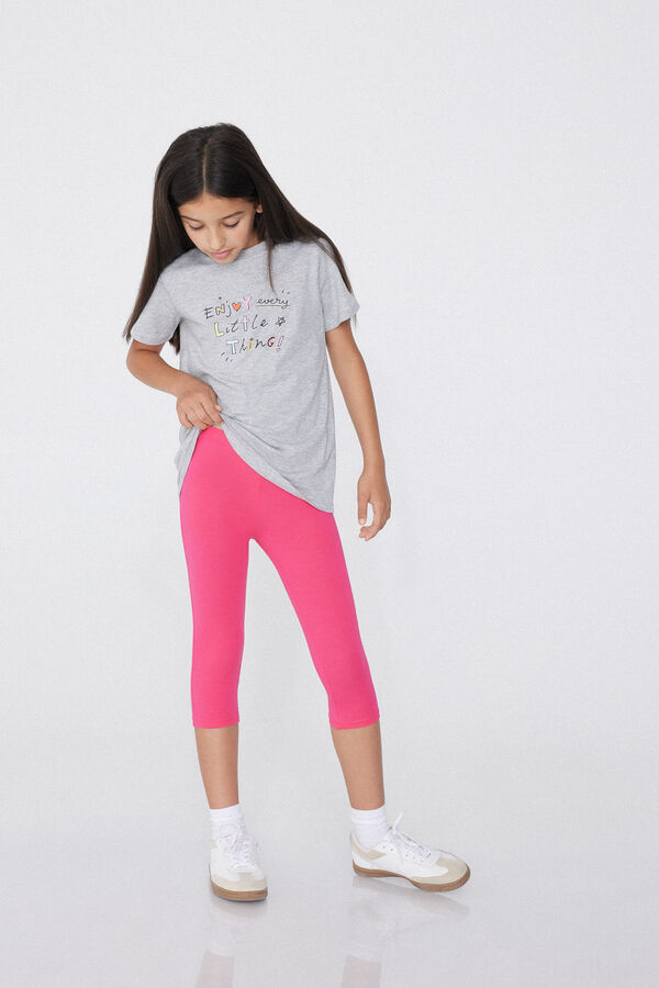 Leggings Capri in Cotone Tinta Unita Bimba  