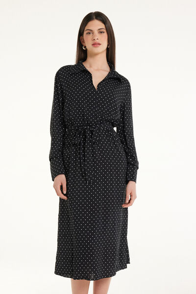 Vestito Lungo in Tela Viscosa con Fusciacca