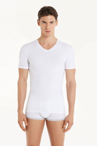 Stretch Cotton V-Neck T-Shirt
