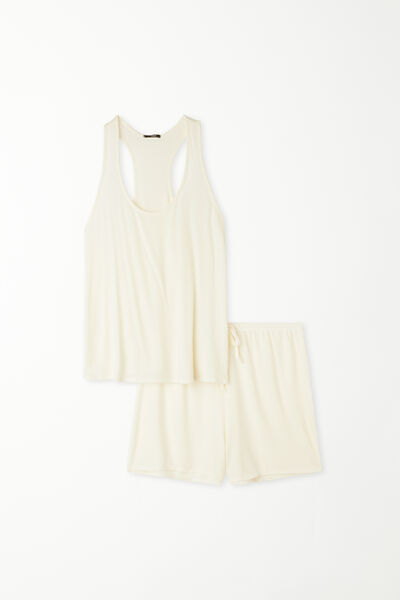 Pigiama Corto Spalla Larga a Costine