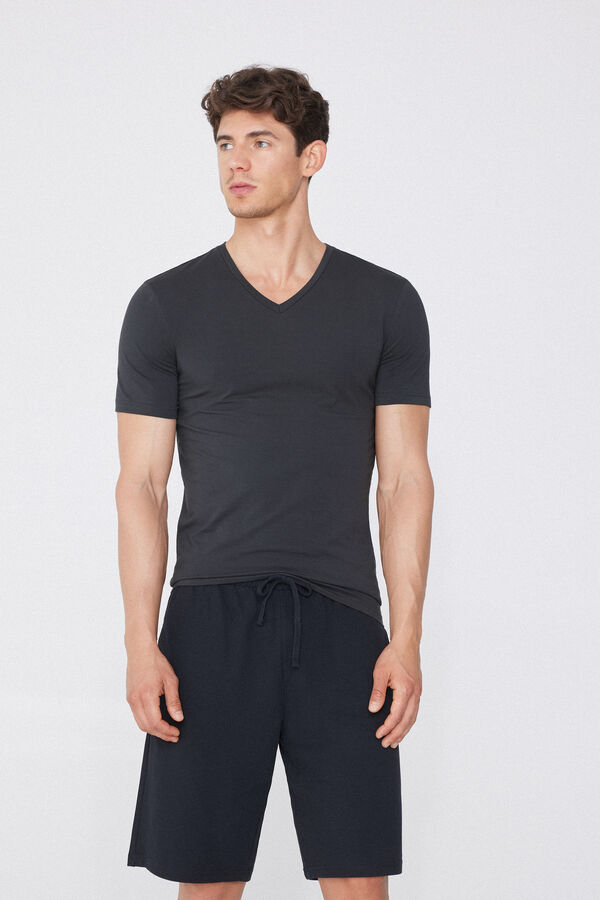 Stretch Cotton V-Neck T-Shirt  