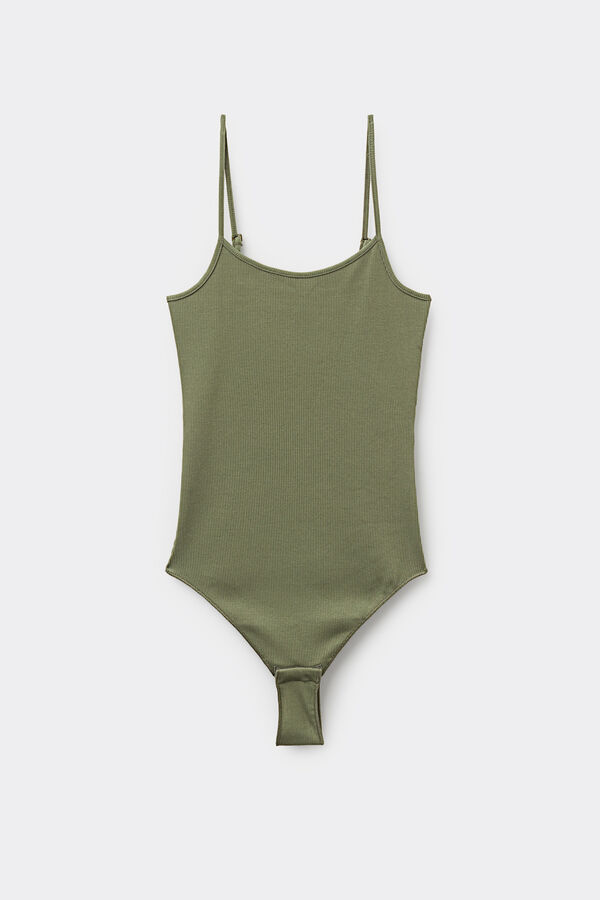Ribbed Cotton Body with Thin Shoulder Straps  