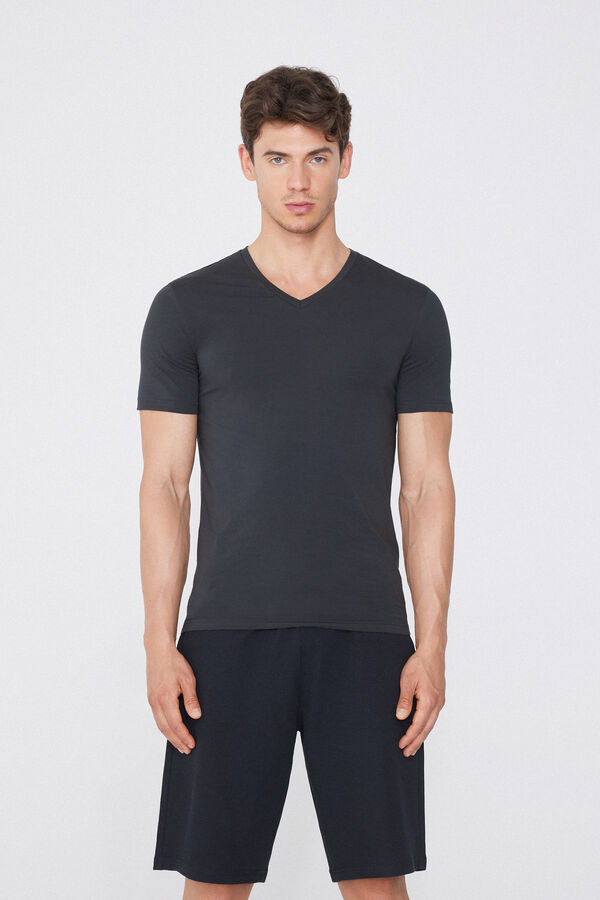 Stretch Cotton V-Neck T-Shirt  