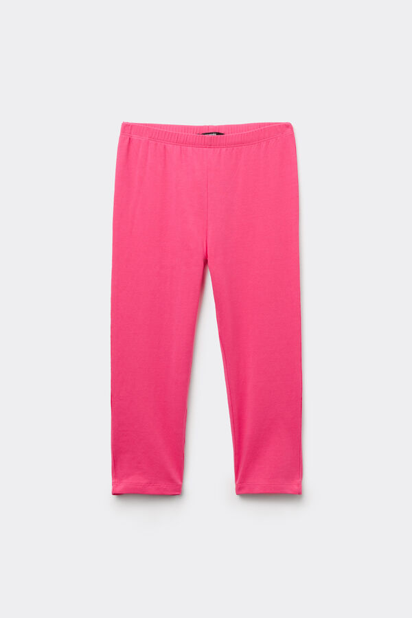 Leggings Capri in Cotone Tinta Unita Bimba  