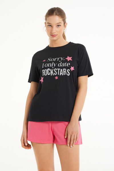 Pigiama Corto in Cotone con Stampa "Rockstars"