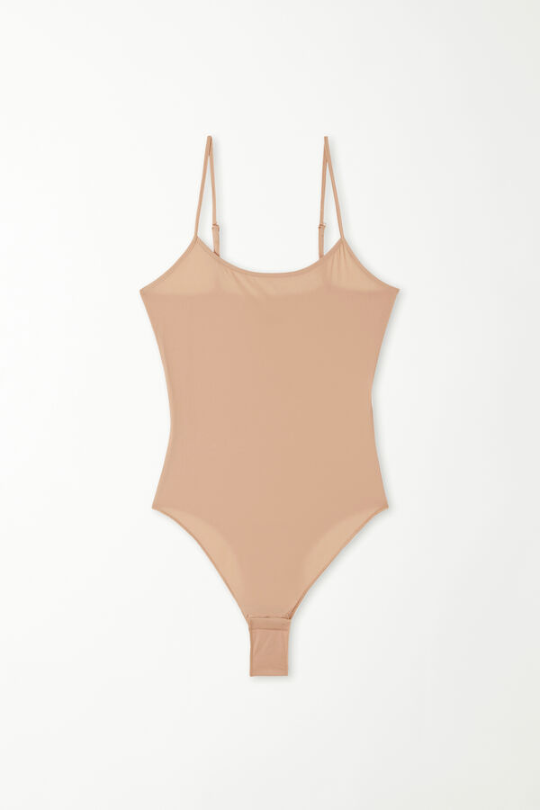 Body con Spalline Sottili in Microfibra  