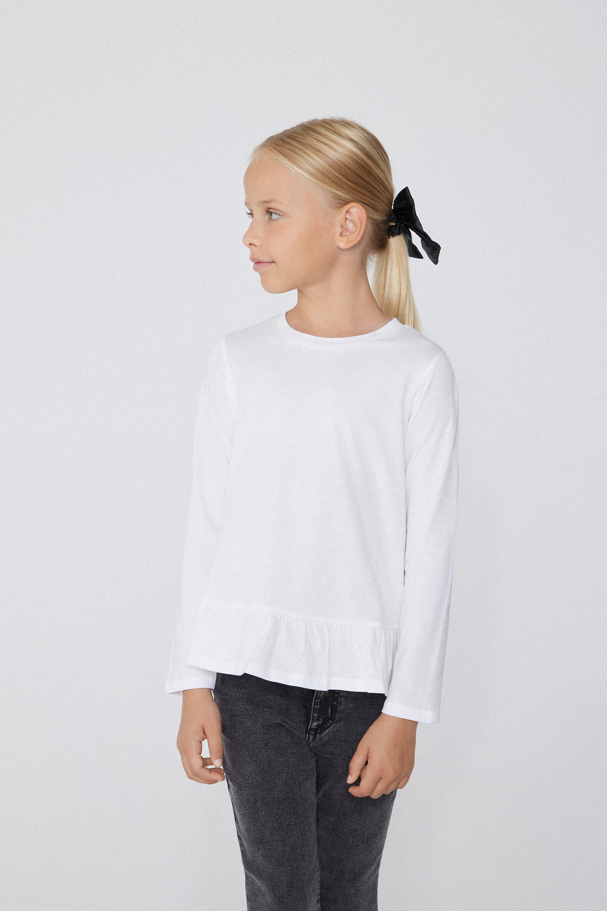 Maglia Manica Lunga Cotone con Volant