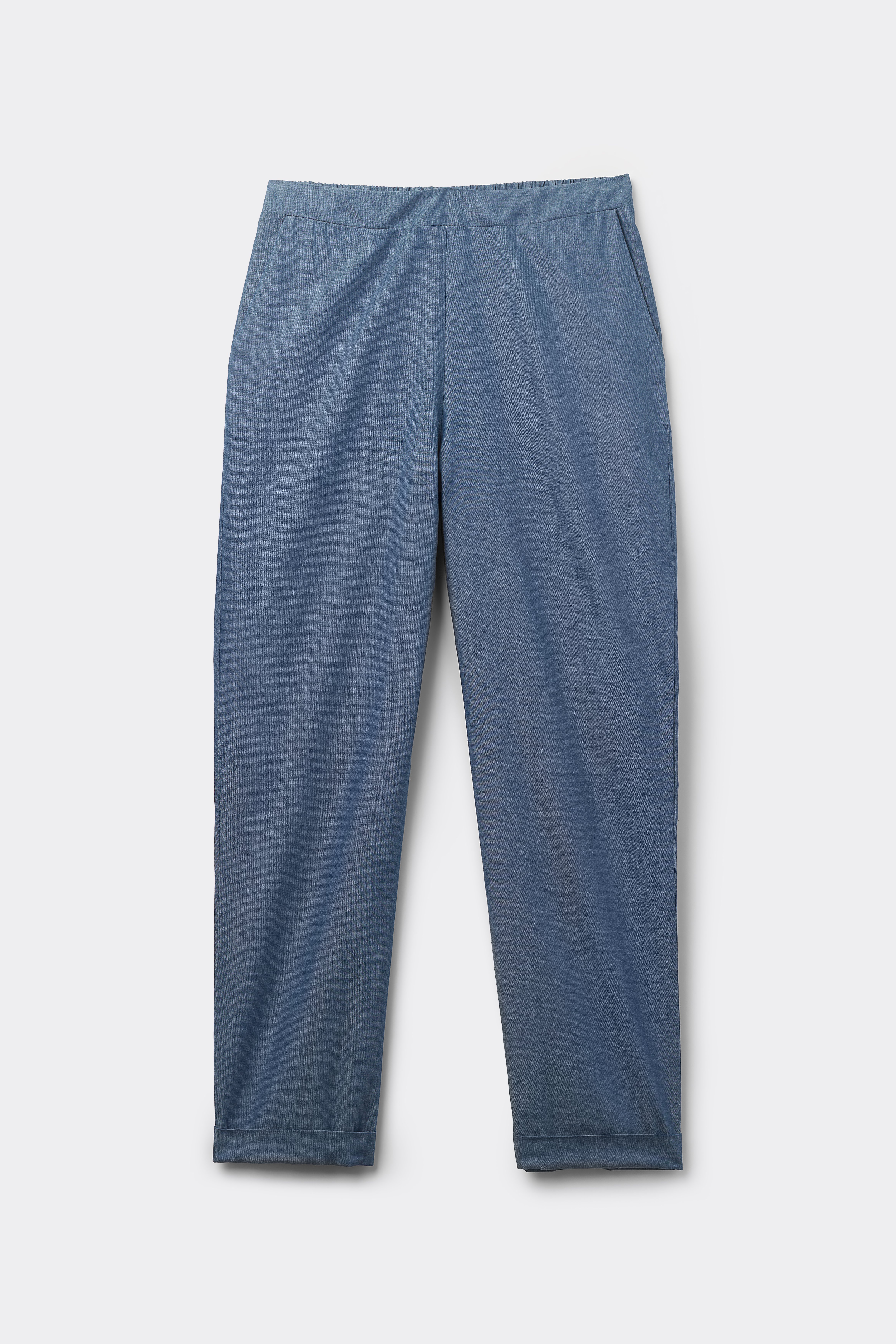 Pantaloni Sigaretta Tela Effetto Denim
