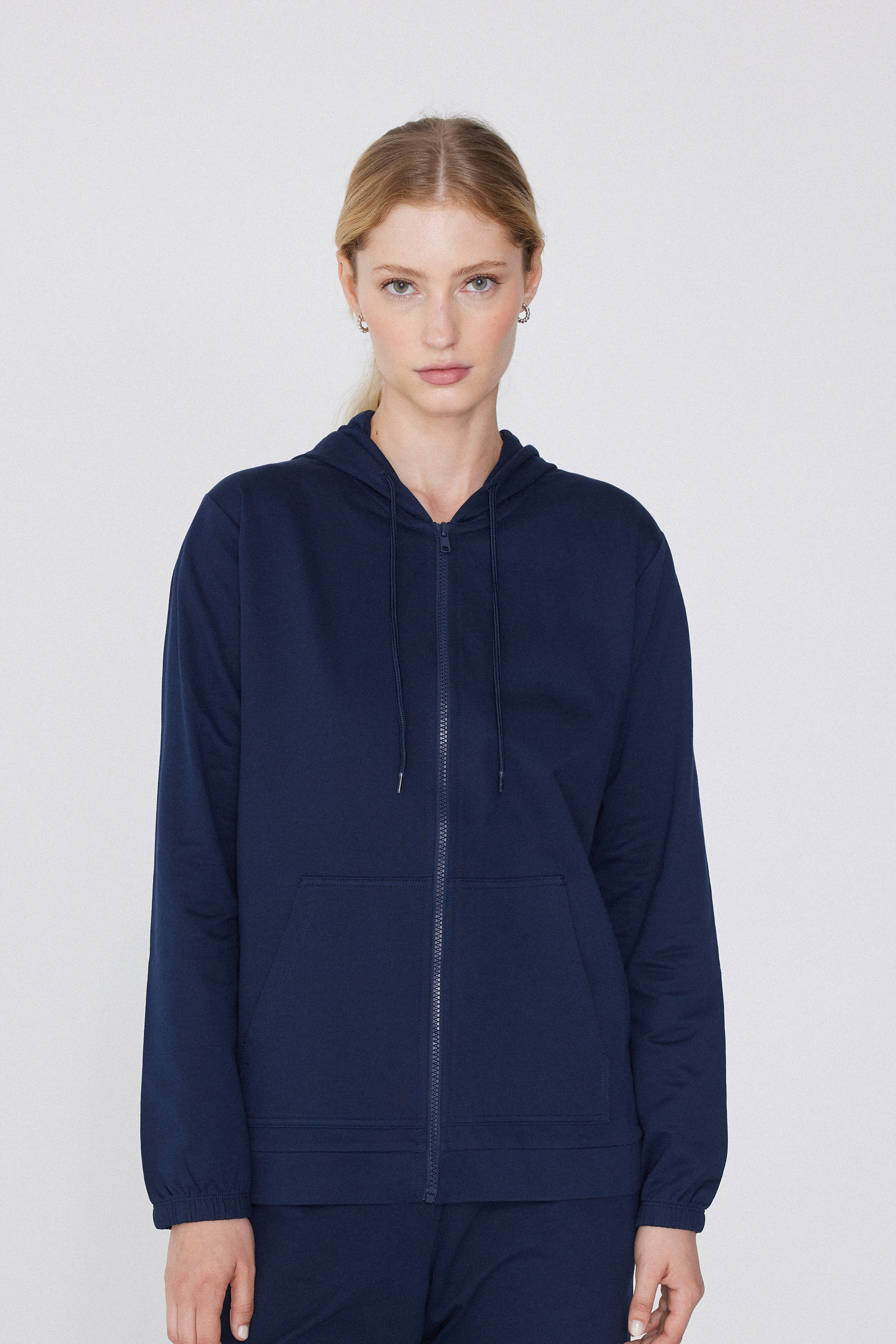 Hooded Sweatshirt with Zip and Drawstring