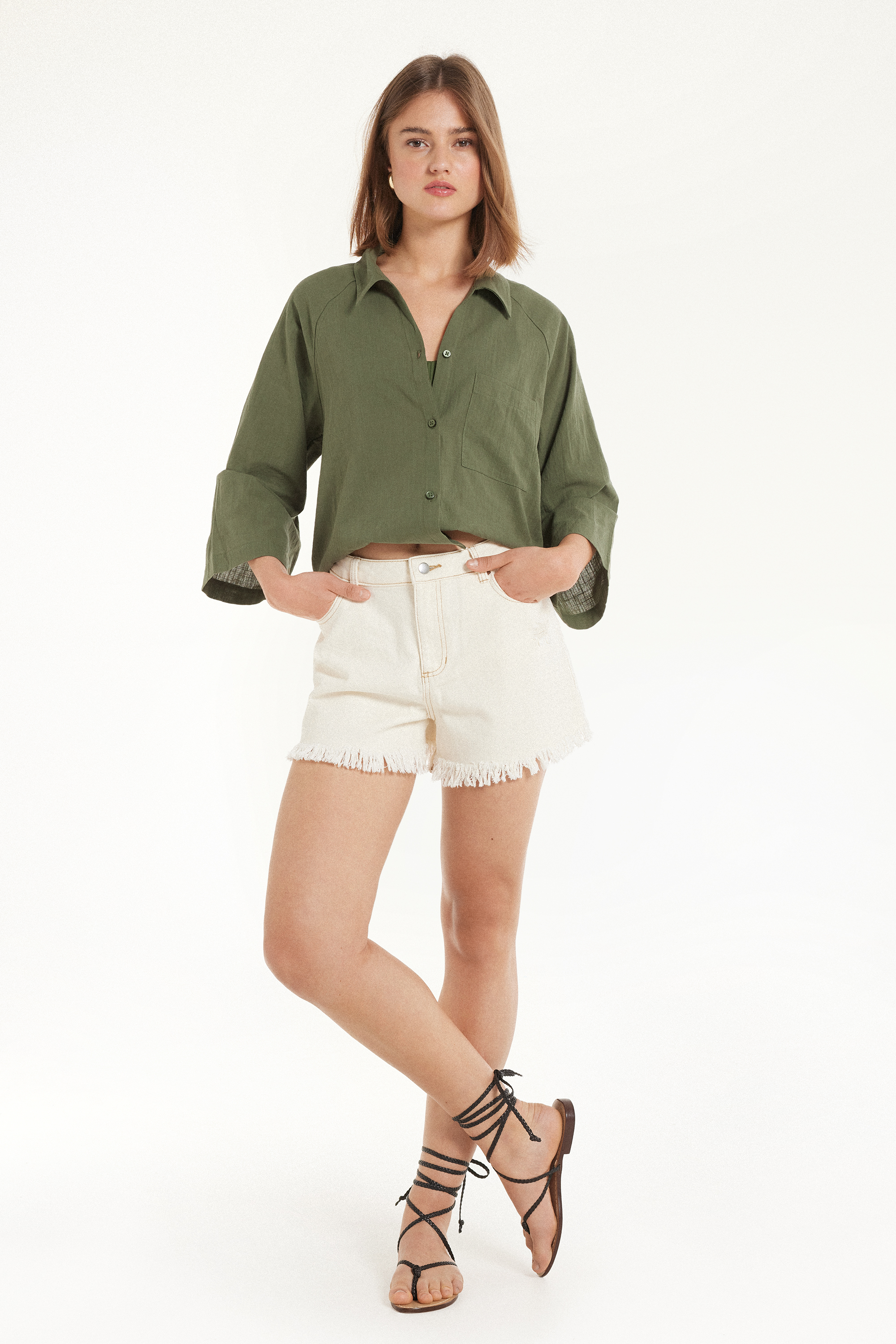 Short in Denim Sfrangiati