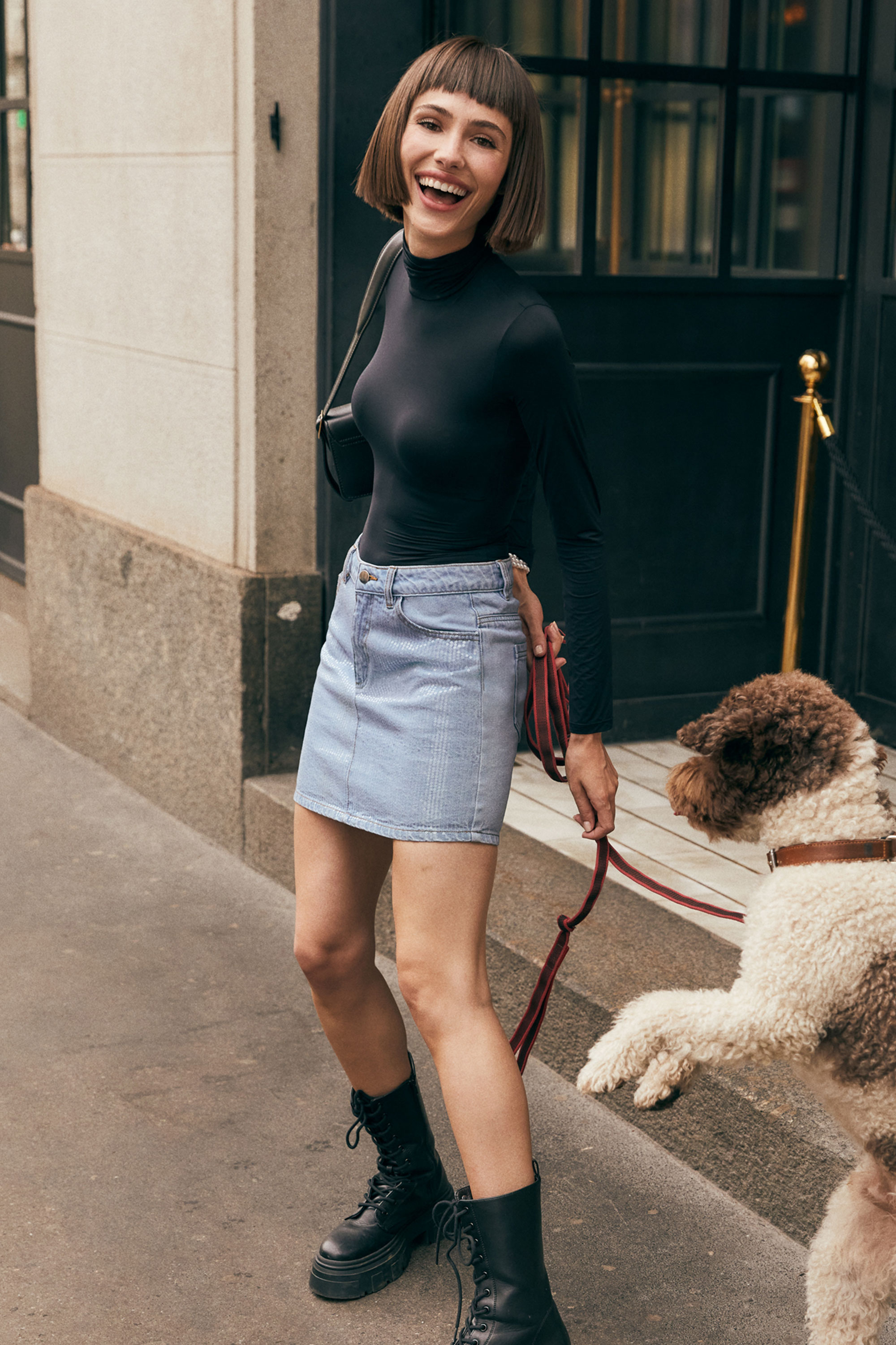 Minigonna in Denim Paillettes Allover