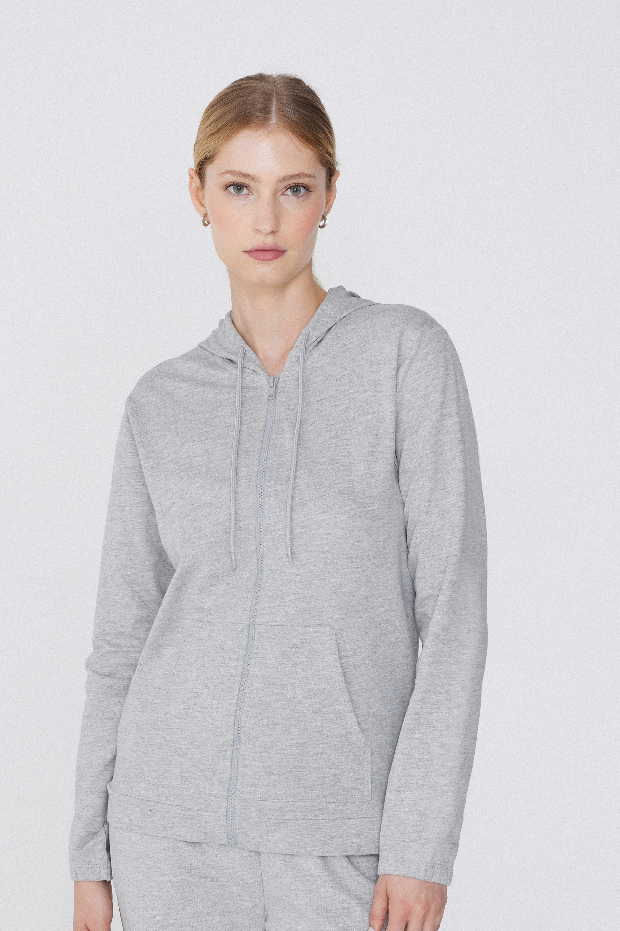 Hooded Sweatshirt with Zip and Drawstring