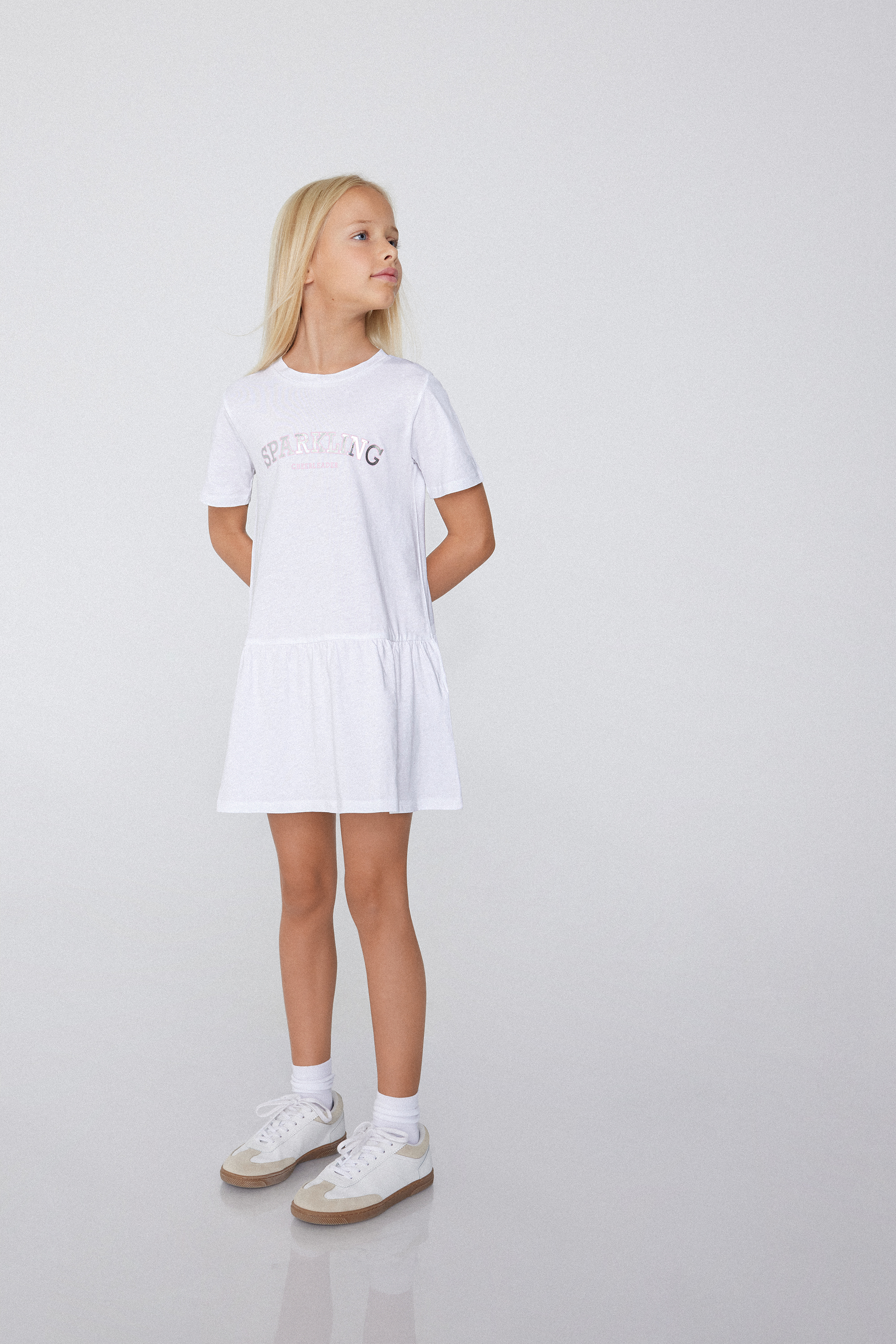 Vestito Mezza Manica Cotone con Balza