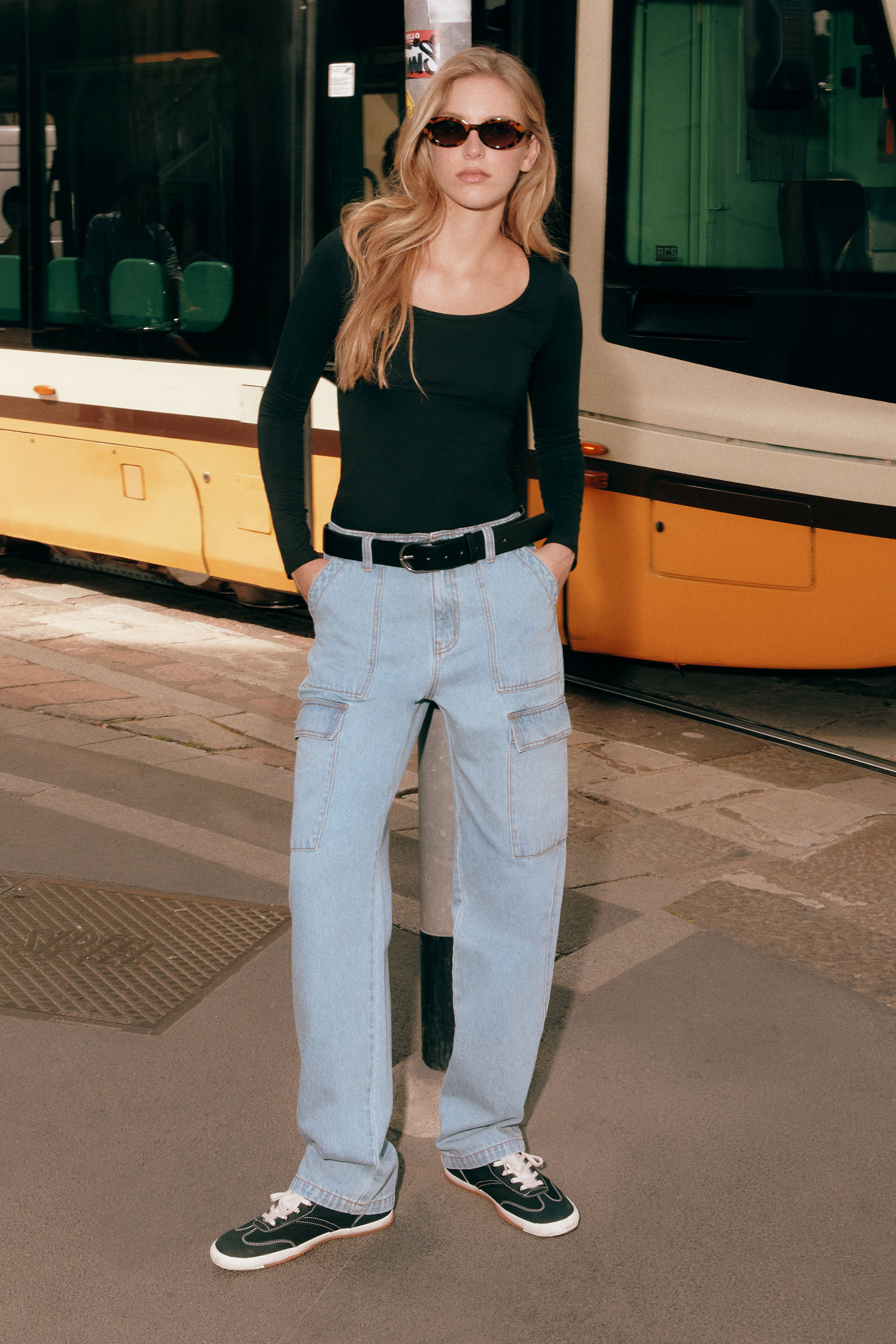 Pantaloni Lunghi in Tela Cargo