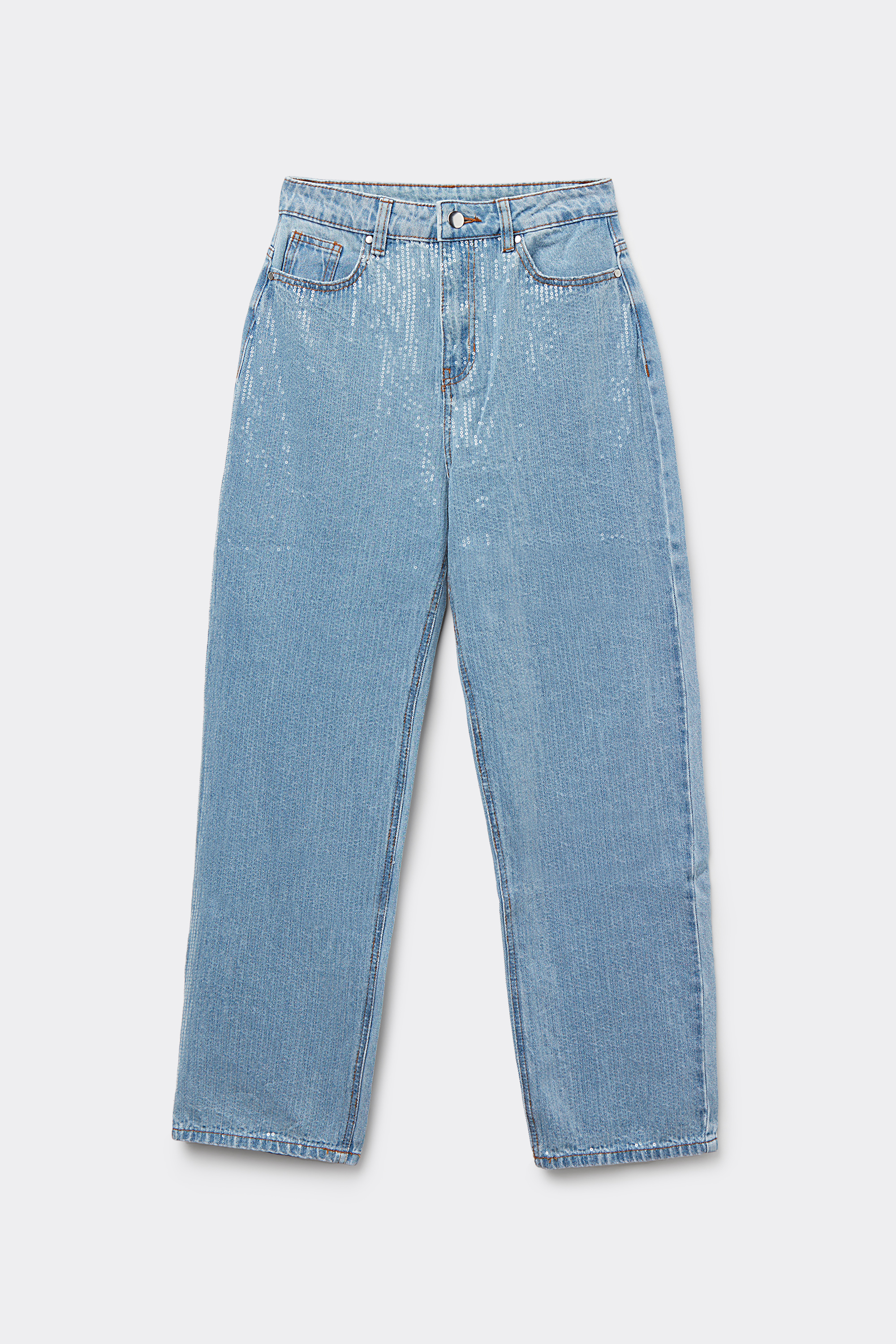 Jeans Taglio Dritto con Paillettes Allover